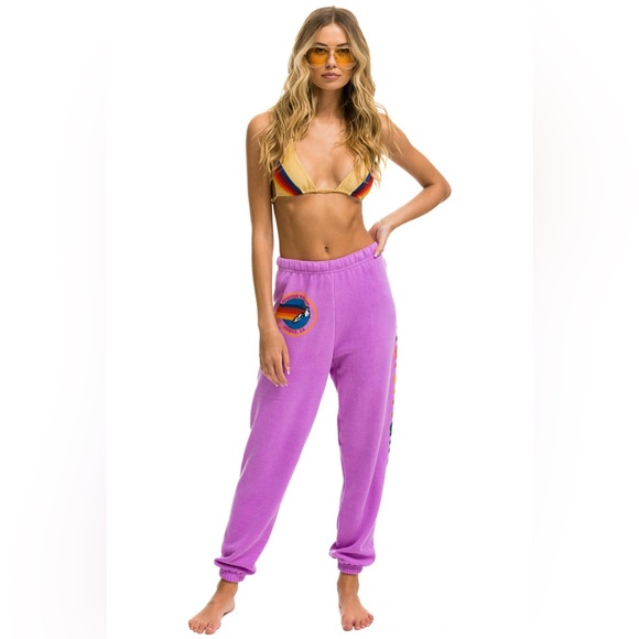 Aviator Nation Neon Purple Logo Sweatpants Venice New XL - Picture 2 of 7